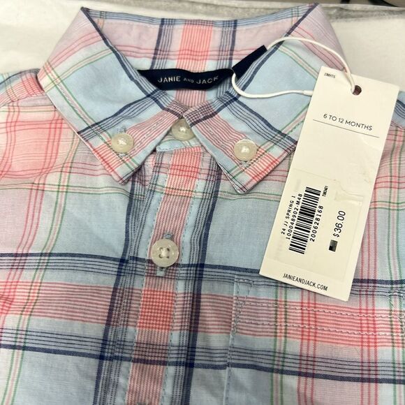 Janie and Jack 100048902 The Madras Plaid Shirt NWT size 6-12 months - Picture 6 of 8